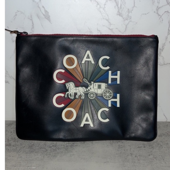 Large Black Coach Pouch Radial Rainbow - Picture 4 of 11